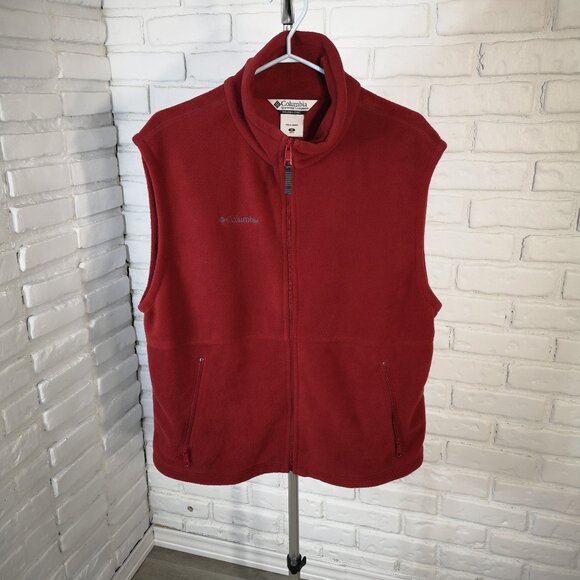 Columbia Sportswear Co. Men's Size Medium Red Full Zip Straight Fit Fleece Vest - Picture 1 of 12